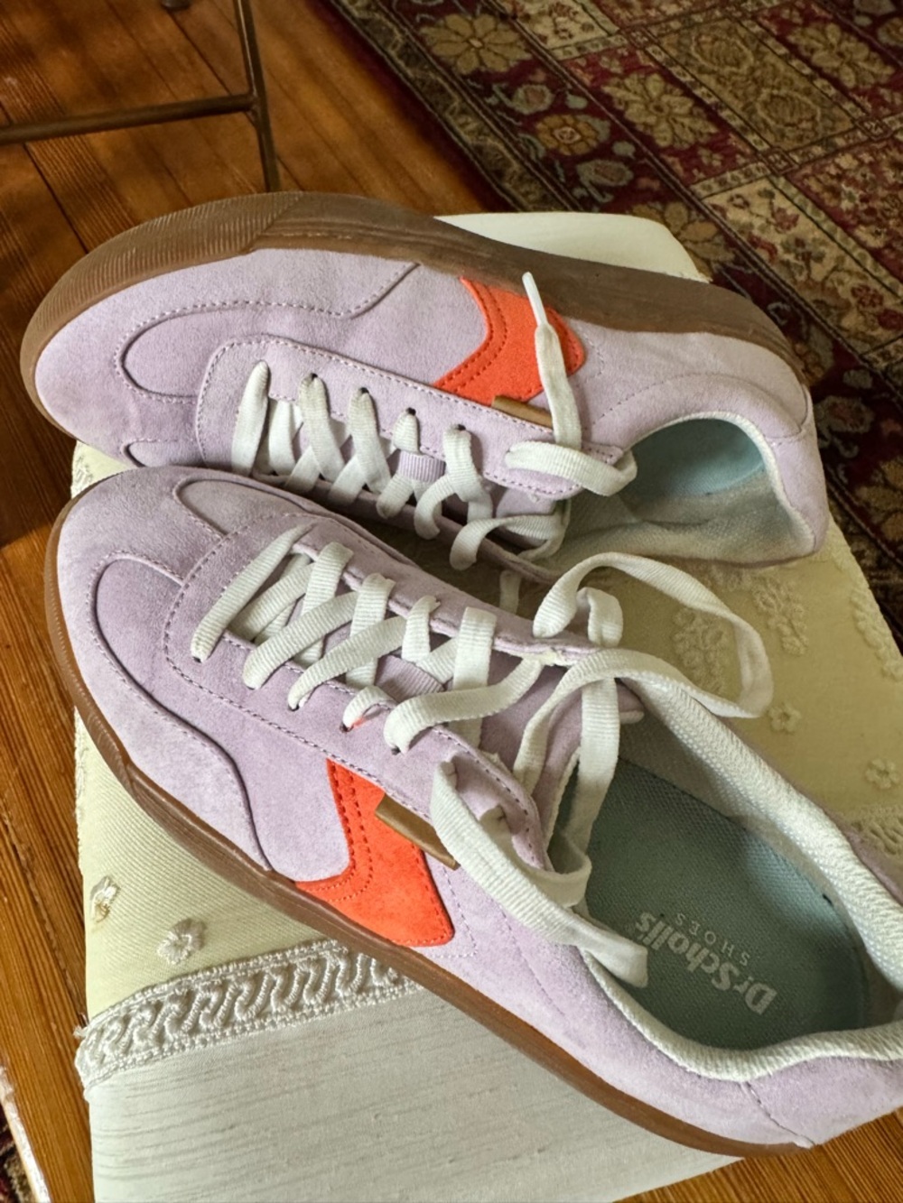 Dr. Scholl's Lilac Suede Sneakers with Coral Accent - Women